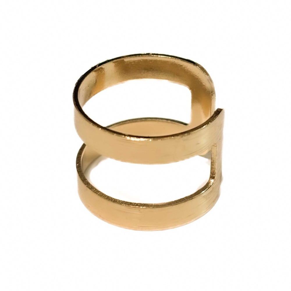 NEW - Minimalist Gold Double Band Adjustable Ring | Unisex Geometric Open Cuff